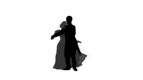 Silhouette Romantic Couple Dancing Classic Dance Stock Footage Video
