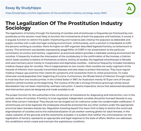 the legalization of the prostitution industry sociology essay example