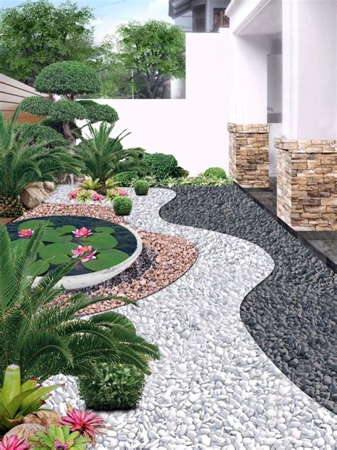 26 Front Yard River Rock Landscaping Ideas
