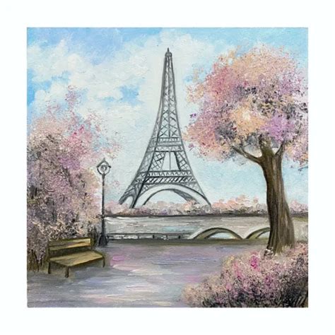 Original Oil Painting Eiffel Tower Artwork Paris Painting France
