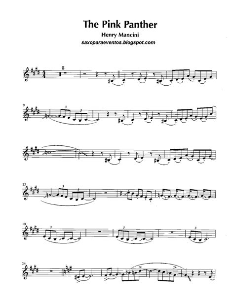 Pink Panther Henry Mancini Score And Track Sheet Music Free Free