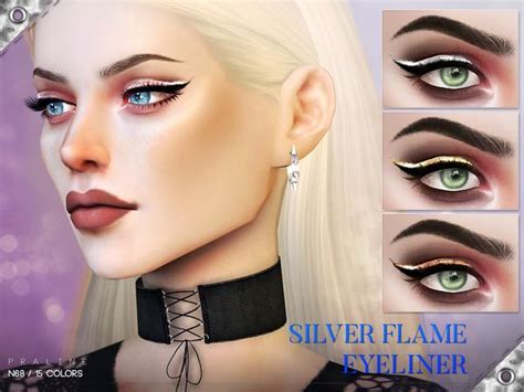Pralinesims Silver Flame Eyeliner N68 Metallic Eyeliner Sims 4