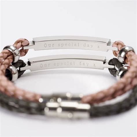 Personalised Womens Leather Identity Bracelet By Suzy Q Designs