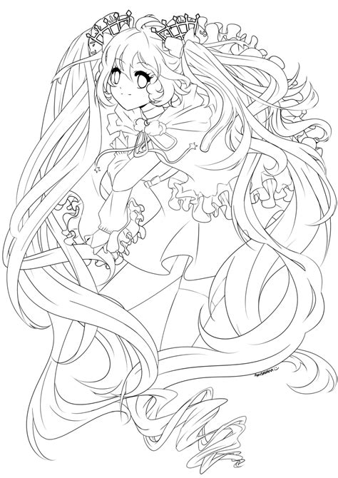 We have collected 40+ anime line art coloring page images of various designs for you to color. Winter Night Miku Lineart | Fairy coloring pages, Coloring pages, Anime lineart