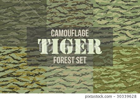 Tiger Stripe Camouflage Seamless Patterns Stock Illustration