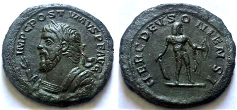 Postumus Ae Sestertius Herc Devsoniensi Very Rare Roman Imperial