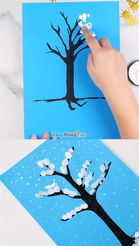 Winter Tree Finger Painting Quick Art Project For Kids Artofit