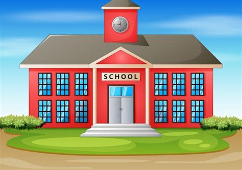 Cartoon Illustration Of School Building Premium Vector