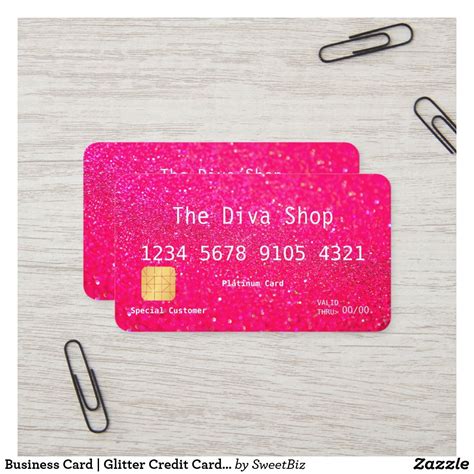 Minimum interest charge is $2. Business Card | Glitter Credit Card Pink | Zazzle.com | Credit card design, Credit card ...