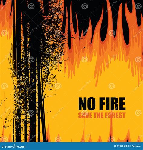 Eco Poster On The Theme Of Forest Fires Save The Forest Stock Vector