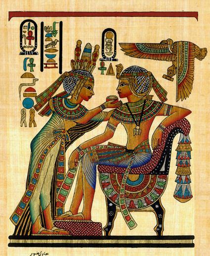 Tutankhamun And His Beautiful Wife Ankhesenamun Papyrus Ancient