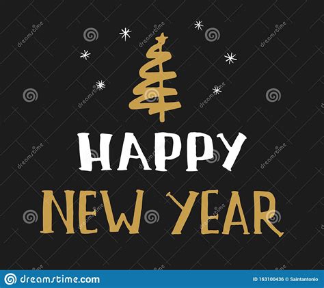 New Year Greeting Card Hello 2020 Hand Drawn Lettering Text Vector