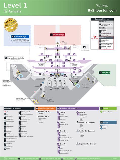 William P Hobby Airport Map Hou Printable Terminal