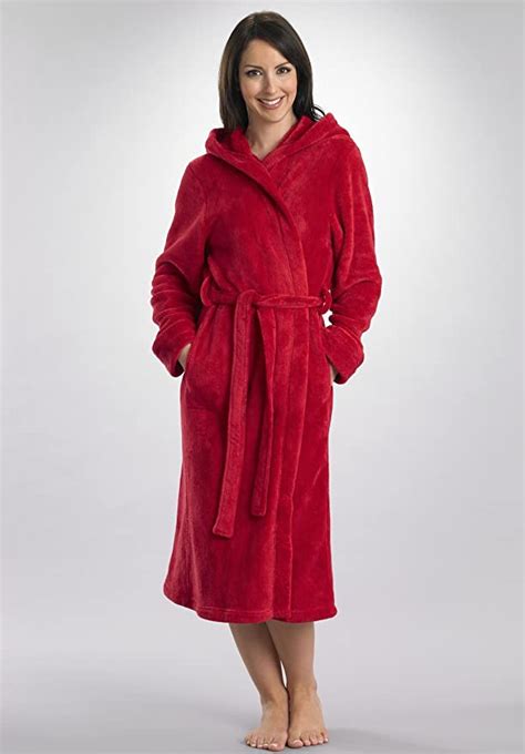 Slenderella Ladies Warm Luxury Coral Fleece Hooded Dressing Gown Robe