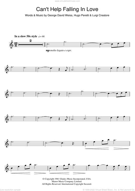 Elvis Presley Can T Help Falling In Love Sheet Music For Flute Solo