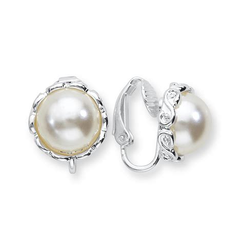Gloria Vanderbilt Womens Silvertone And Faux Pearl Clip On Earrings