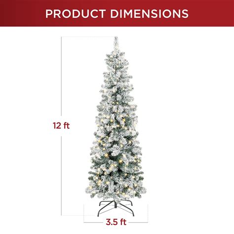 Pre Lit Snow Flocked Artificial Pencil Christmas Tree Best Choice