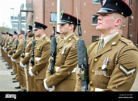 Soldiers From The 2nd Batt Mercian Regiment Line Up On Parade With