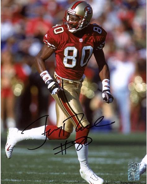 Jerry Rice San Francisco 49ers Autographed 8 X 10 Red Running Solo