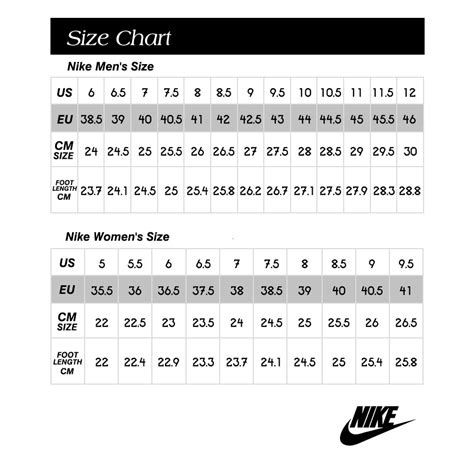 Nike Mens Shoe Size Conversion Chart Uk
