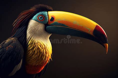 Portrait Of A Tropical Toucan Bird Close Up Keel Billed Toucan