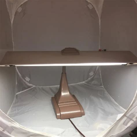 VINTAGE DOUBLE FLUORESCENT Metal Goose Neck Desk Lamp Art Specialty