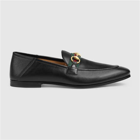 Black Leather Mens Horsebit Loafer With Web Gucci Us