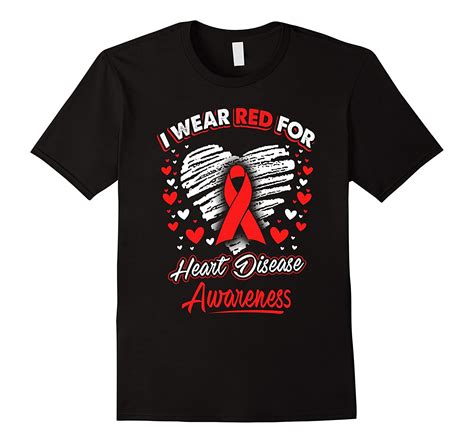 I Wear Red For Heart Disease Awareness T Shirt Art Artvinatee