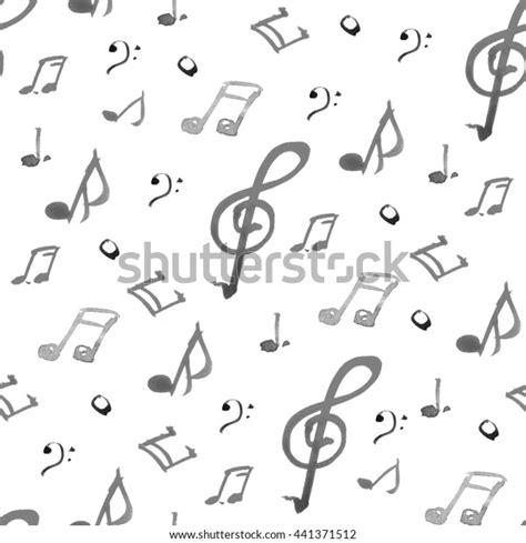Artistic Background Music Notes Drawn Watercolor Stock Illustration