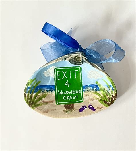 Exit Wildwood Crest Hand Painted Shell Ornament Winterwood Gift
