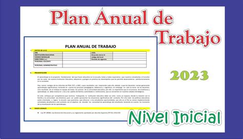 Modelo De Plan Anual De Trabajo 2023 Nivel Inicial Maestras De Inicial