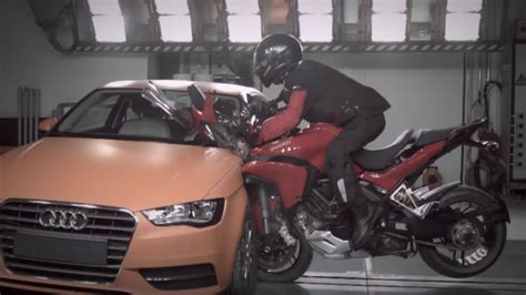 Motorcycle Vs Car Crash Test Ducati Multistrada Vs Audi A3