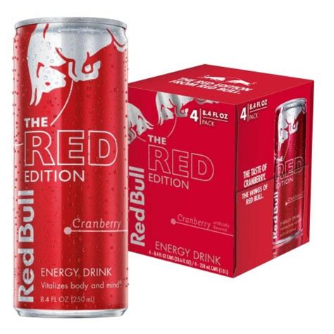 Red Bull The Red Edition Cranberry Energy Drink 4 Cans 84 Fl Oz Qfc