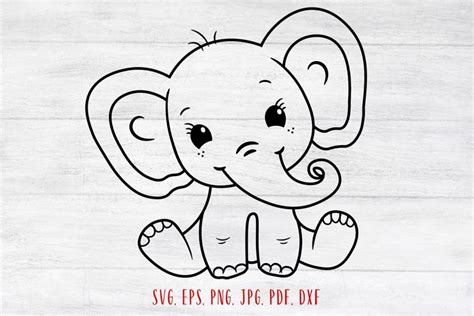 Baby Elephant Svg Cute Elephant Svg Elephant Clipart Elephant Cut File