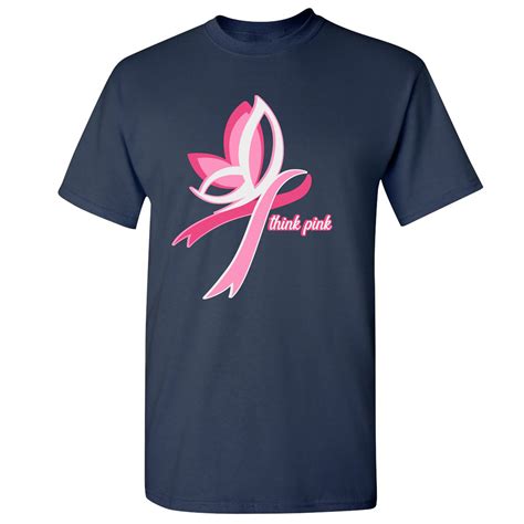 think pink breast cancer awareness t shirt pink ribbon butterfly men s tee ebay
