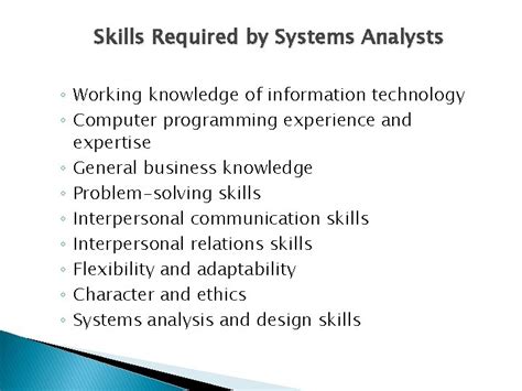 System Analyst Systems Analysts Systems Analysts Are The