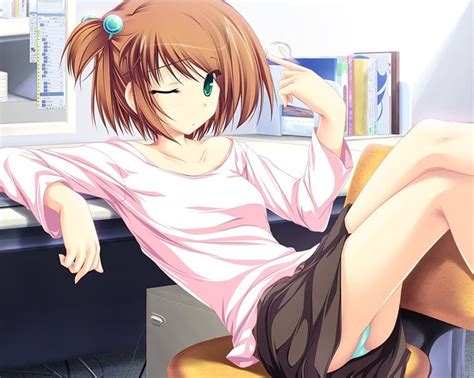 Brown Short Hair Anime Girl Anime Pinterest