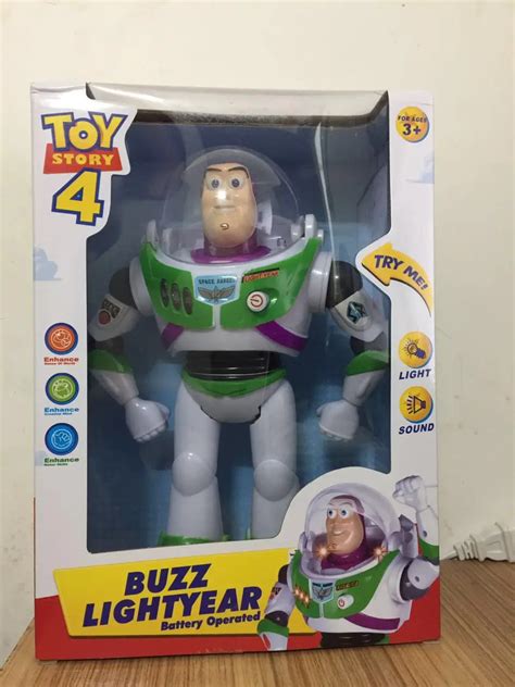Anime Toy Story Buzz Lightyear Toys Lights Voices Speak English 10 Inch Pvc Action Figure