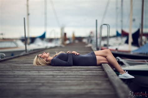 Legs Lying Down Depth Of Field Blonde Long Hair Closed Eyes Misho Jovicic Straight Hair