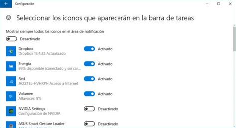 Cómo activar y desactivar los iconos de la barra de tareas en Windows 10