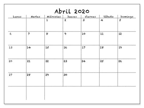Calendario Abril 2020 Chile Imprimir El Pdf Gratis