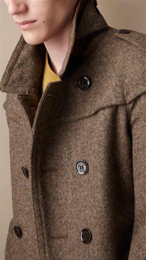 Lyst Burberry Brit Midlength Wool Tweed Trench Coat In Brown For Men