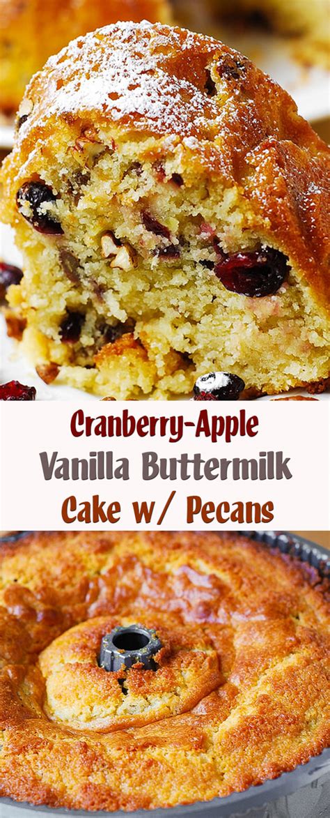 Cranberry Apple Vanilla Buttermilk Cake With Pecans