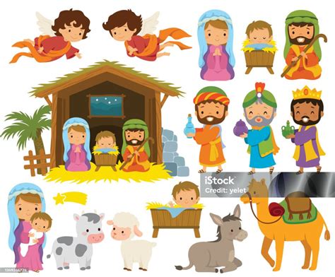 Nativity Scene Clipart Set Stock Illustration Download Image Now