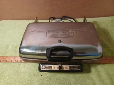 Vintage General Electric Ge Waffle Iron Baker Grill Chrome A7g44 5999