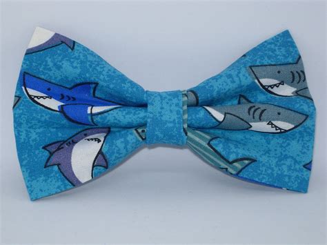 Shark Bow Tie Deep Sea Sharks On Blue Self Tie Or Pre Tied Etsy