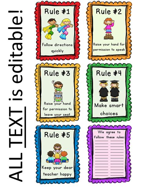 Editable Classroom Rules And Whole Brain Teaching Rules Posters Free From First Grade Brain