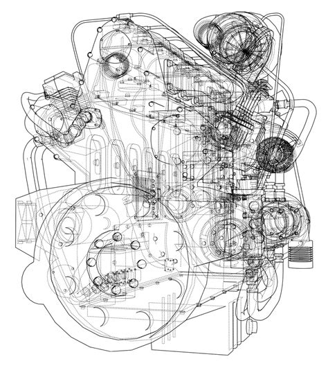 Car Engine Vector Rendering Of 3d Illustration Drawing Cartoon Vector