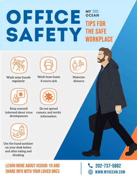Copy Of Illustrated Blue Office Safety And Rules Hand Postermywall