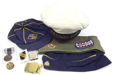 Lot Vintage Us Coast Guard Hat Military Pins And Medals